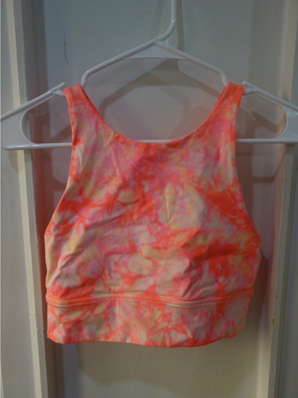 lululemon athletica Neon Coral Tie-Dye Sports Bra